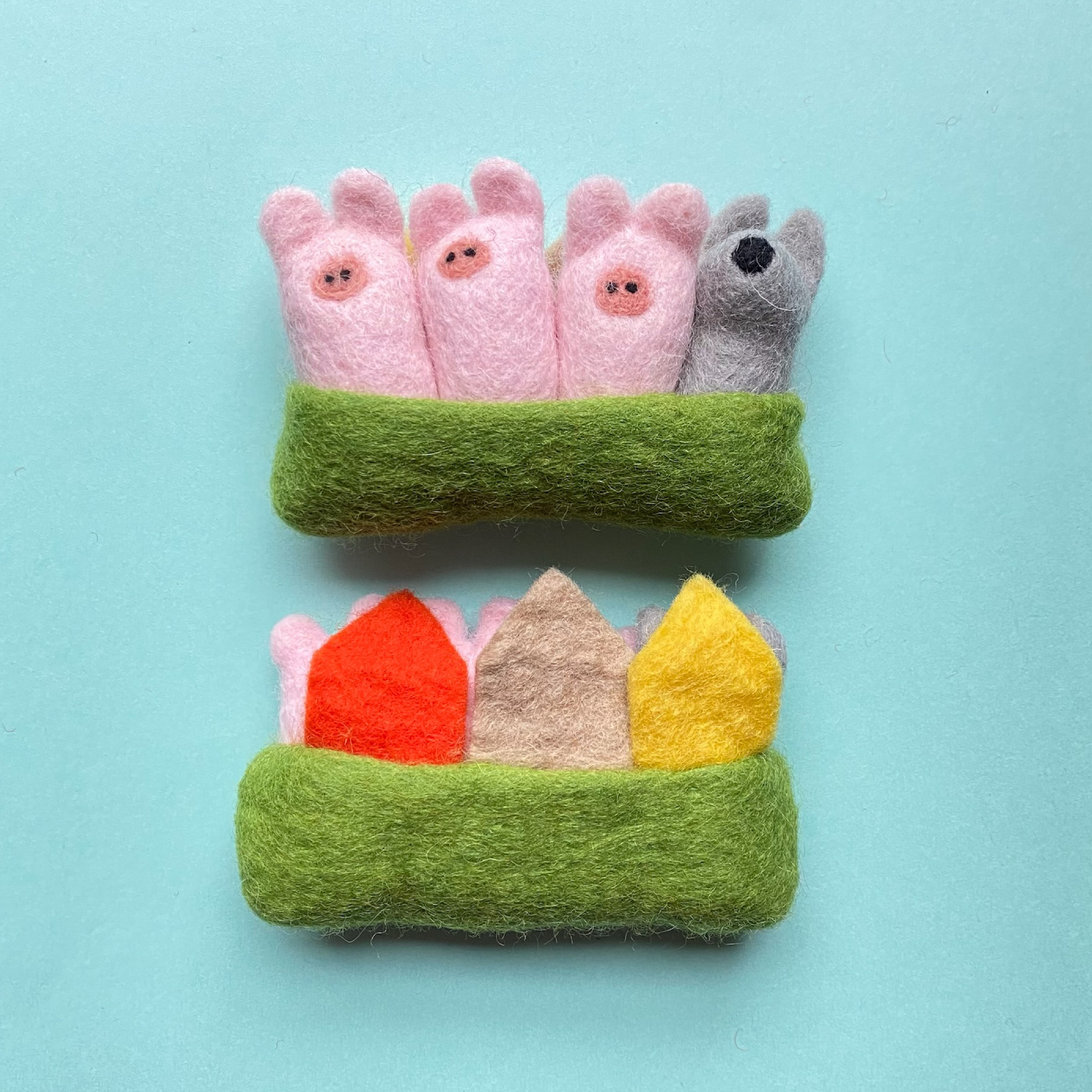 Felted "Pocket Pals", The Three Little Pigs