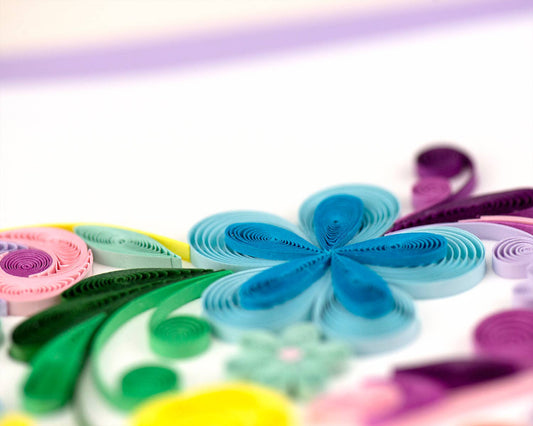 Quilled Greeting Card, "Floral Rainbow Heart"