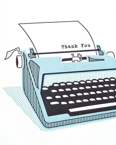 Recycled Paper Cards, "Typewriter Thank You"