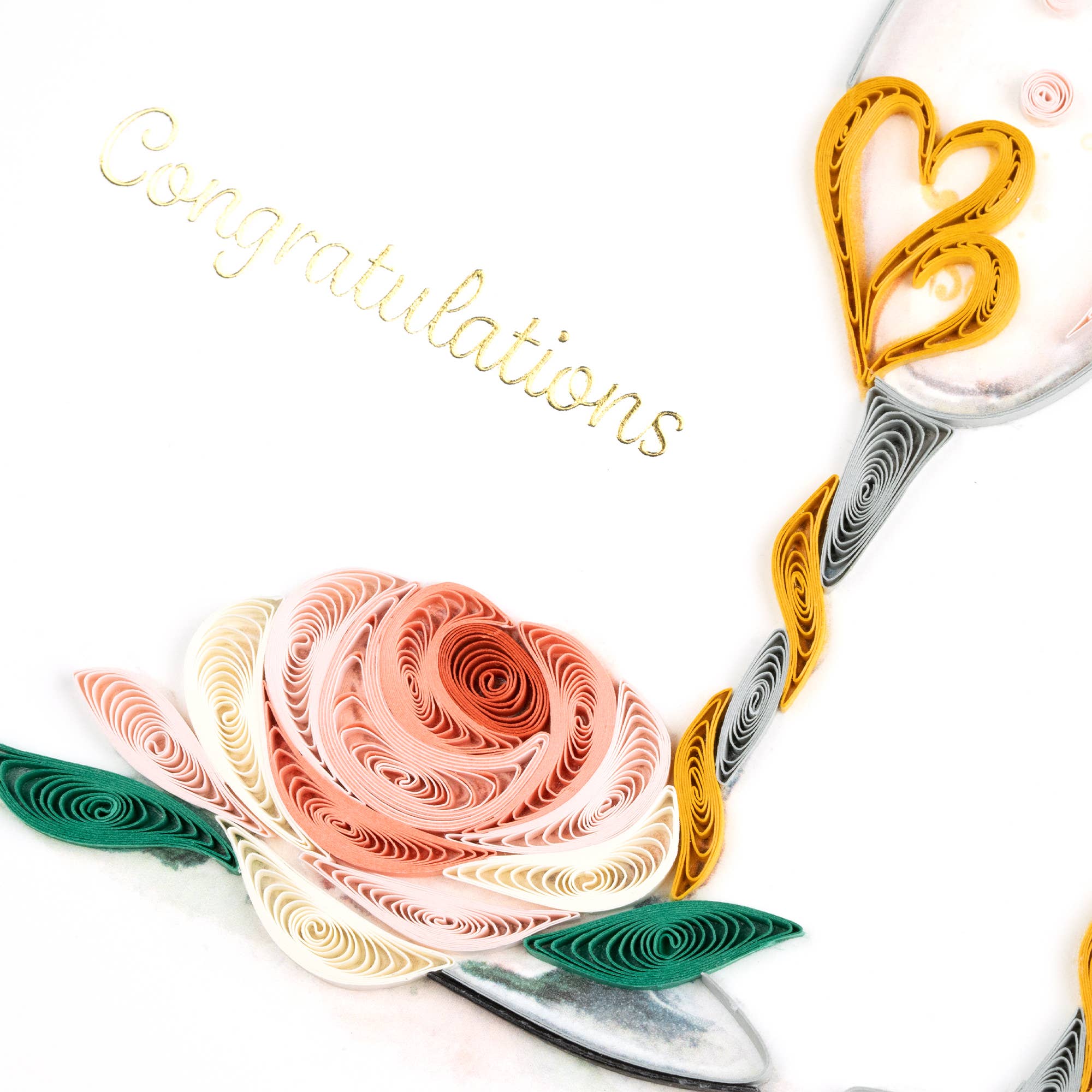 Quilled Greeting Card, "Wedding Toasting Flutes"