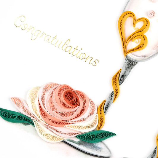 Quilled Greeting Card, "Wedding Toasting Flutes"