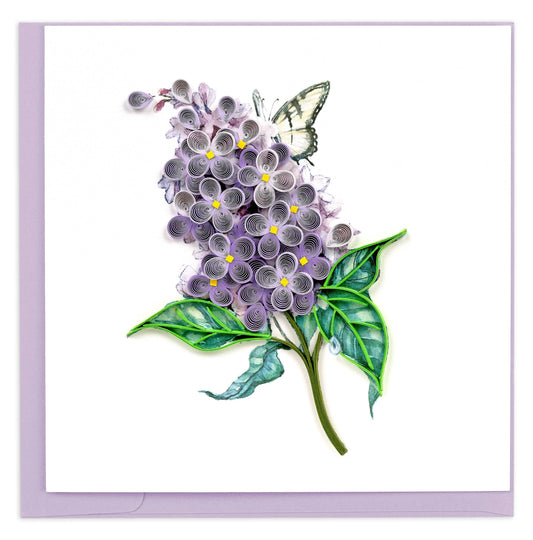 Quilled Greeting Card, "Lilac Flowers"