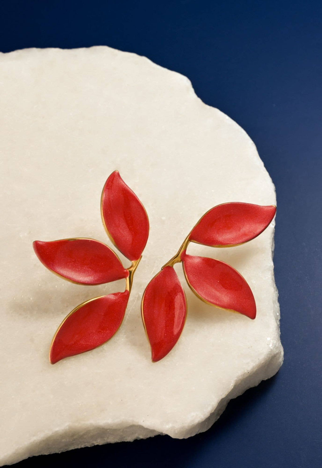 "Canopy Leaf" Earrings in Ruby Glow