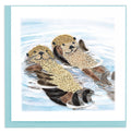 Quilled Greeting card, "hugging otters"