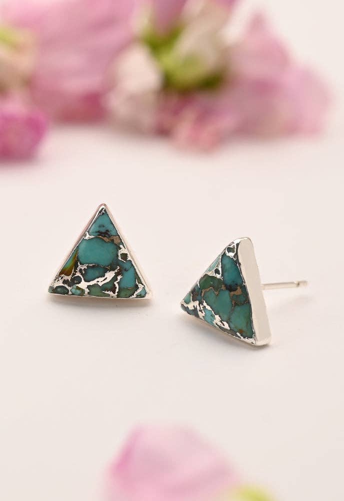 "Ellie Triangle" Turquoise Studs in Sterling Silver