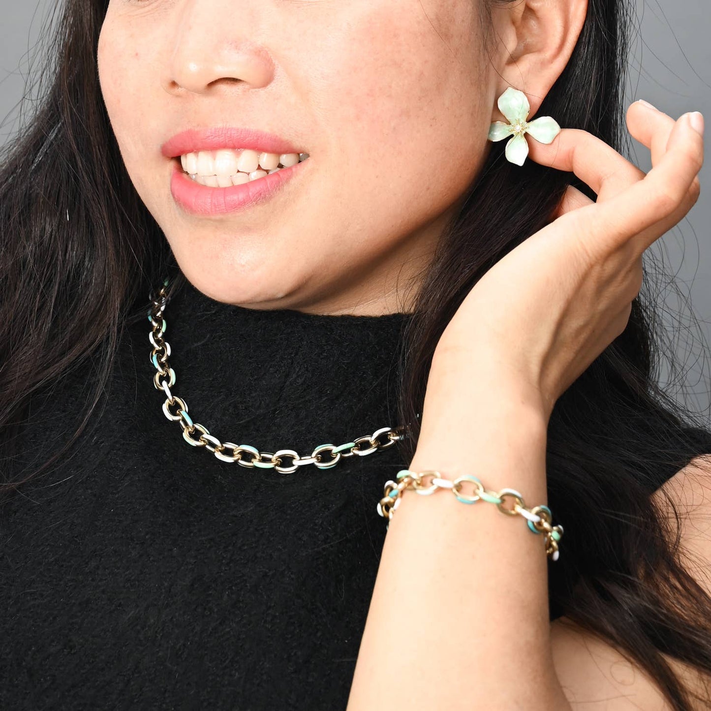 "Hope in Bloom" Flower Earrings in Mint