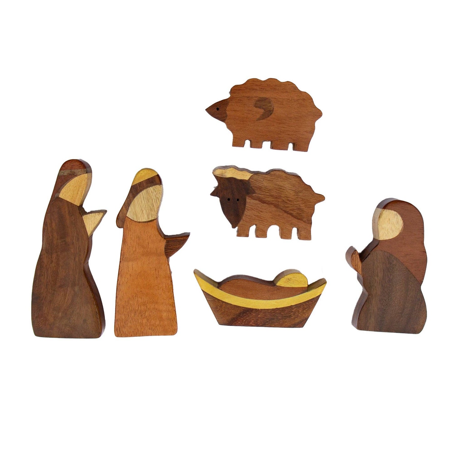 Joint Wood Nativity, 6 pieces