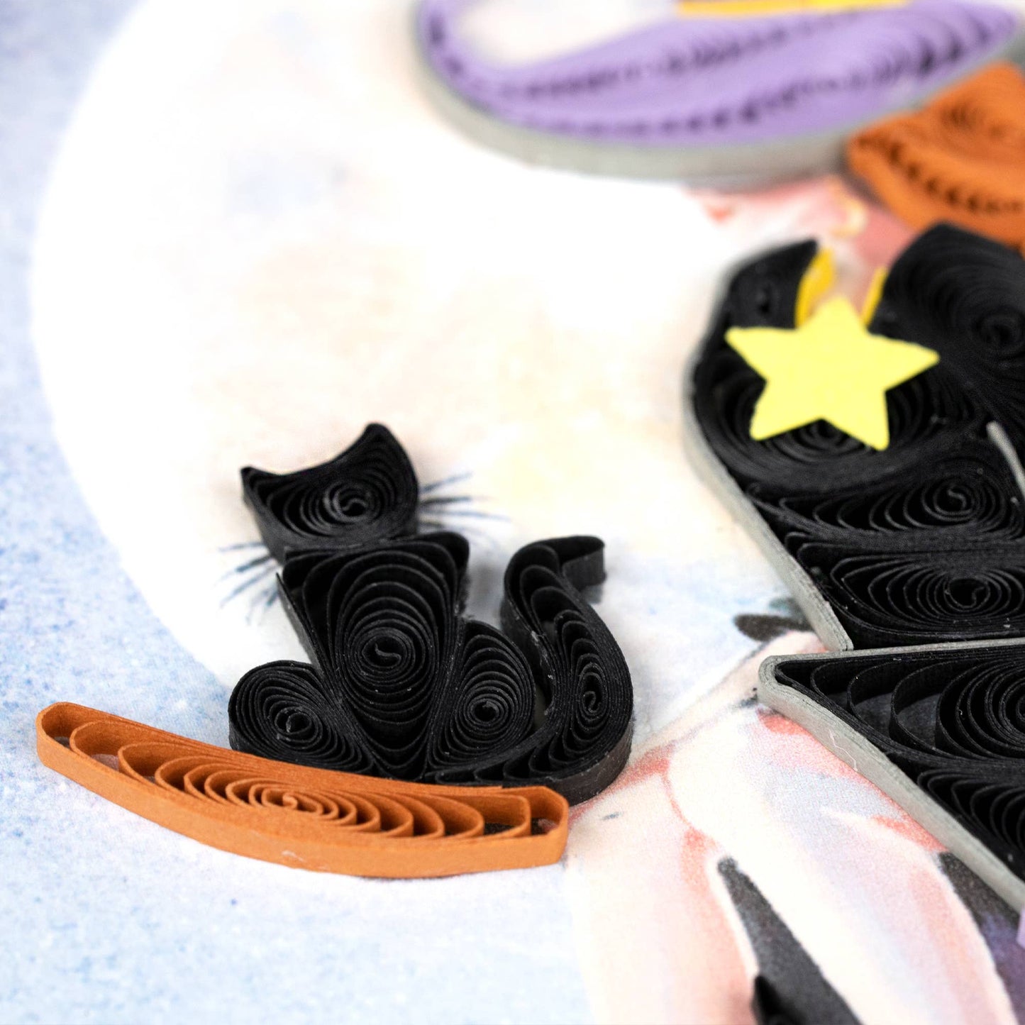 Quilled Greeting Card, "Witch on Broomstick"