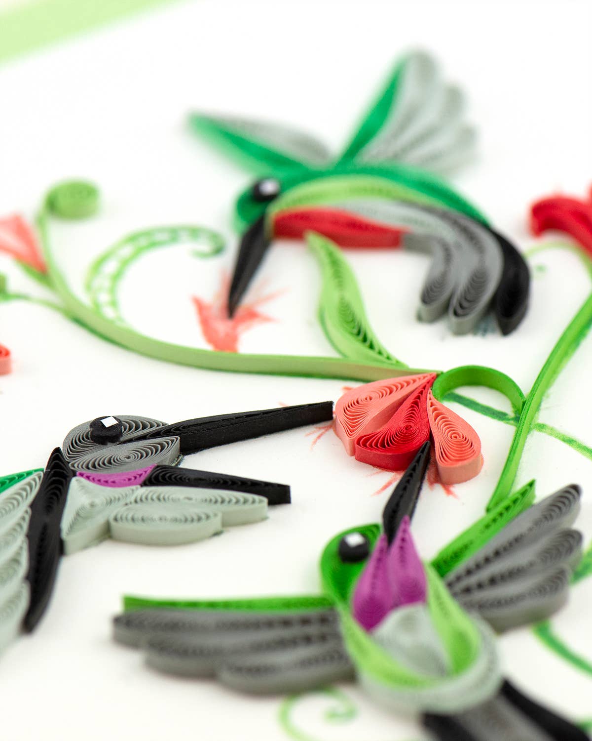 Quilled Greeting Card, "Hummingbird Trio"