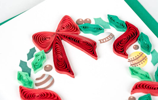Quilled Gift Enclosure , "Wreath with Ornaments"