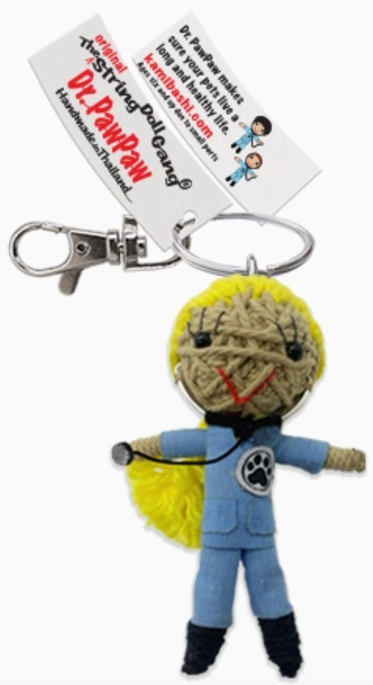 Keychain String Doll, " Dr. Paw Paw the Veterinarian (Girl)"
