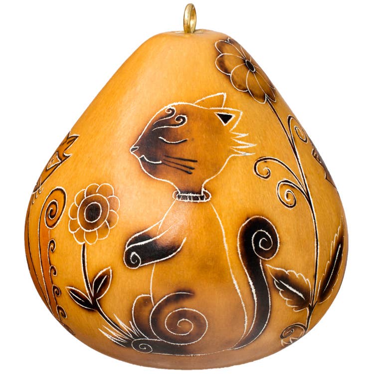 "Whimsy Cat" Gourd Ornament