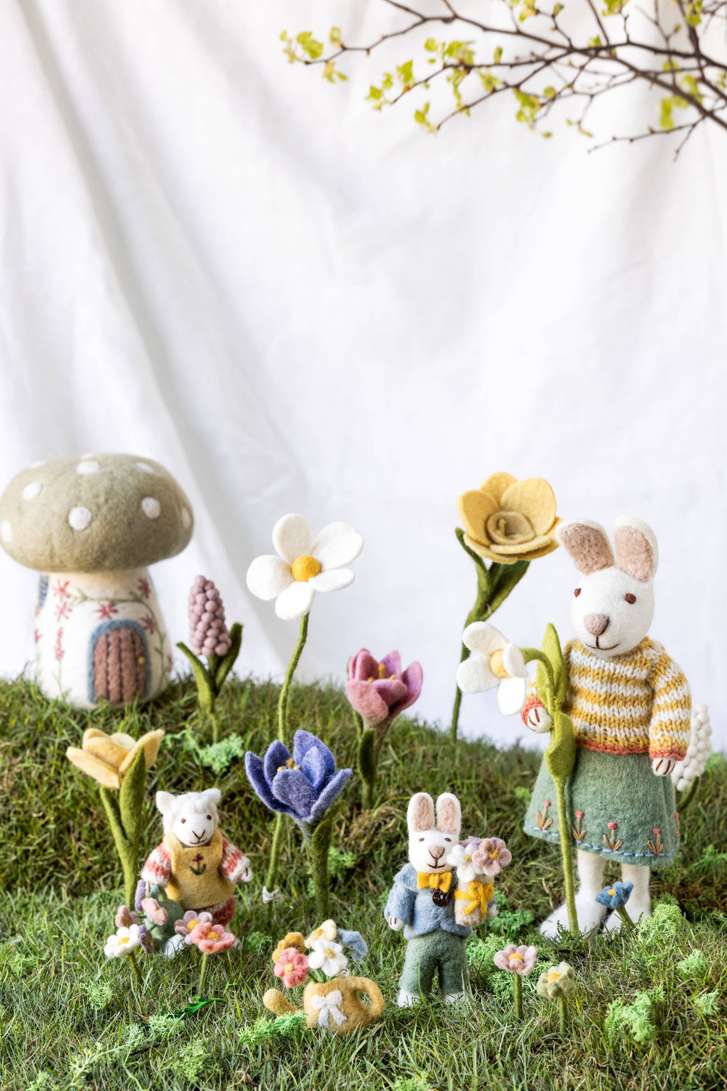 Felted White Anemone Flower