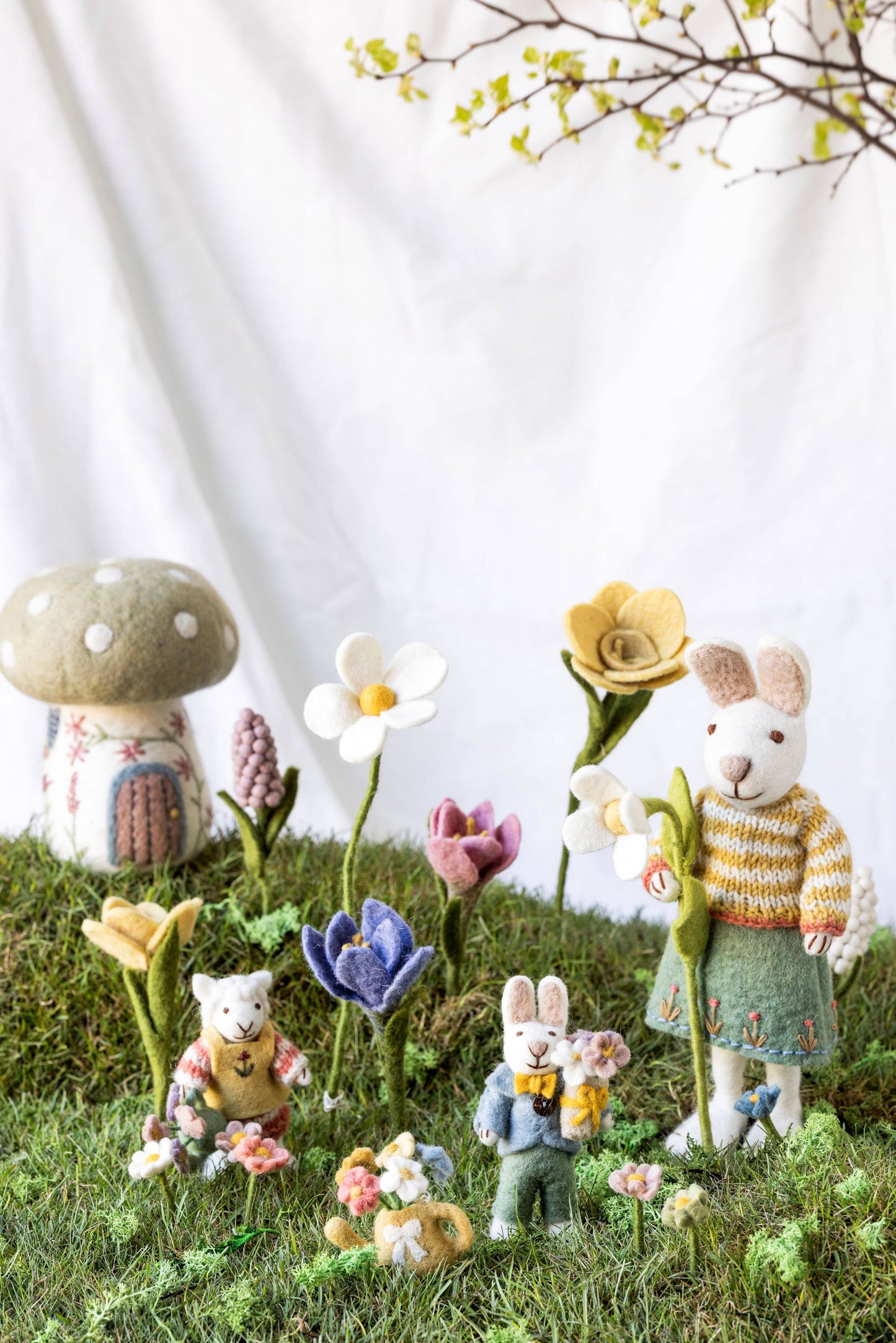 Felted White Anemone Flower