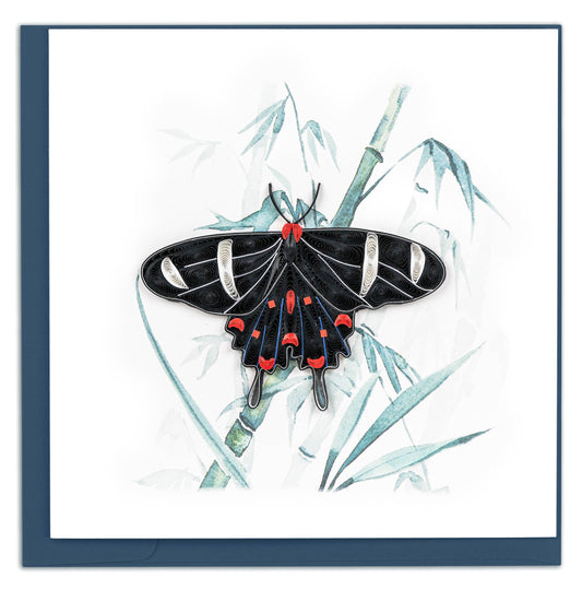 Quilled  Greeting Card, "Butterfly on Bamboo"