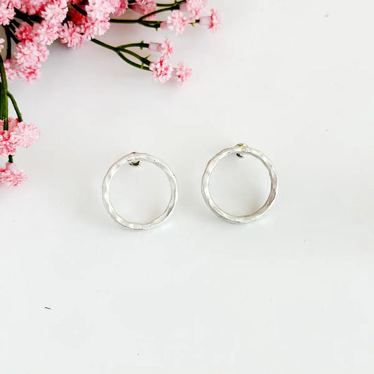 Earrings, Textured Twig Hoop Post