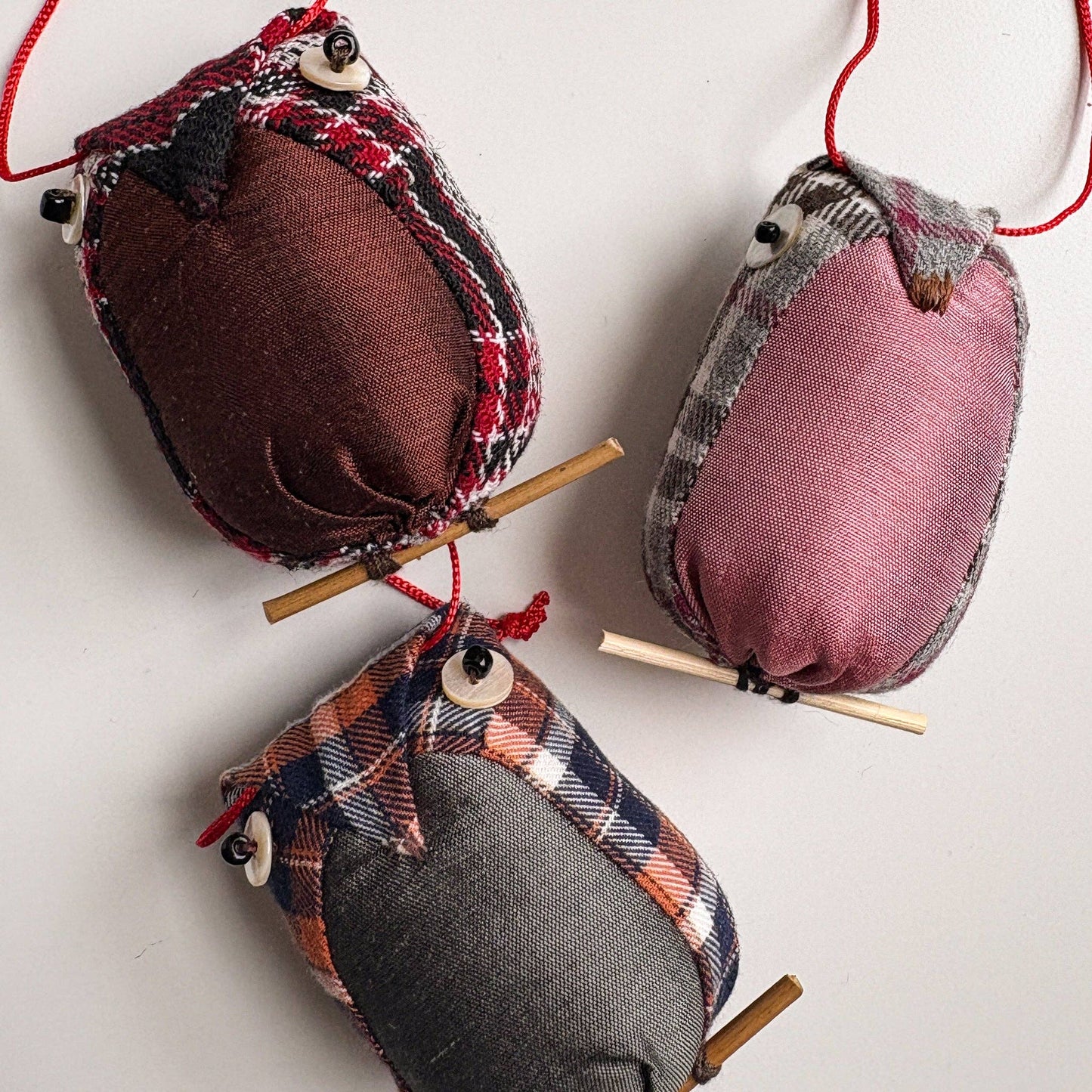 Khon Plaid Owl Ornament