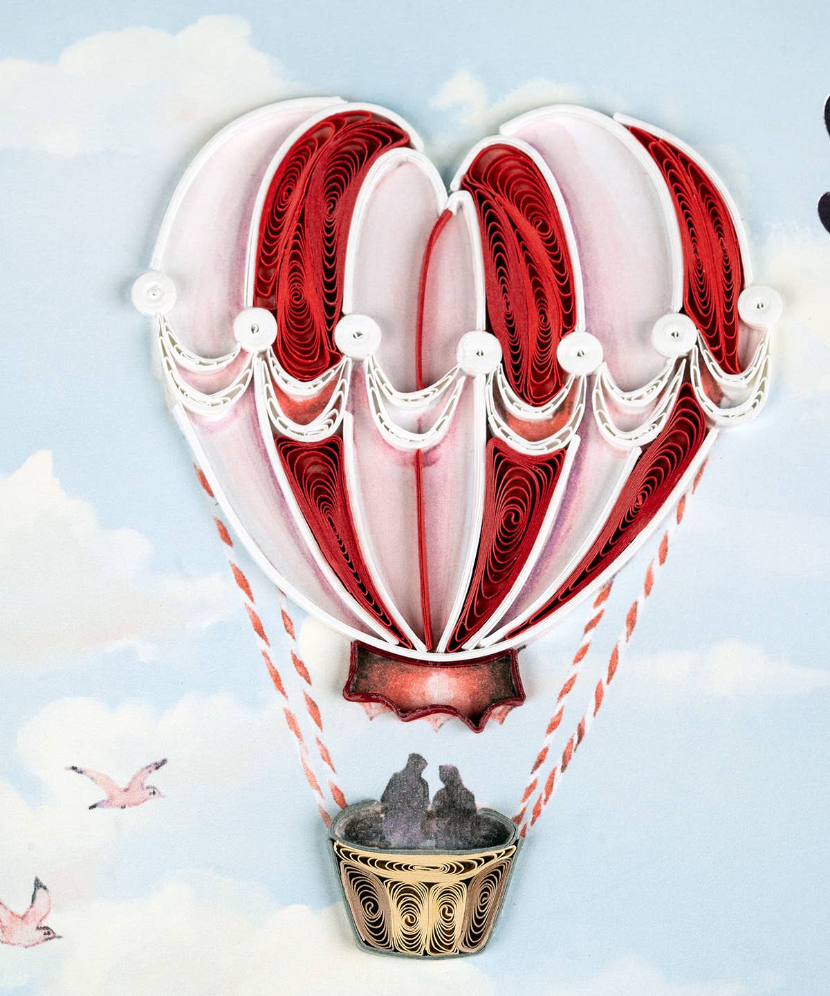 Quilled Greeting Card, "Heart Air Balloon"