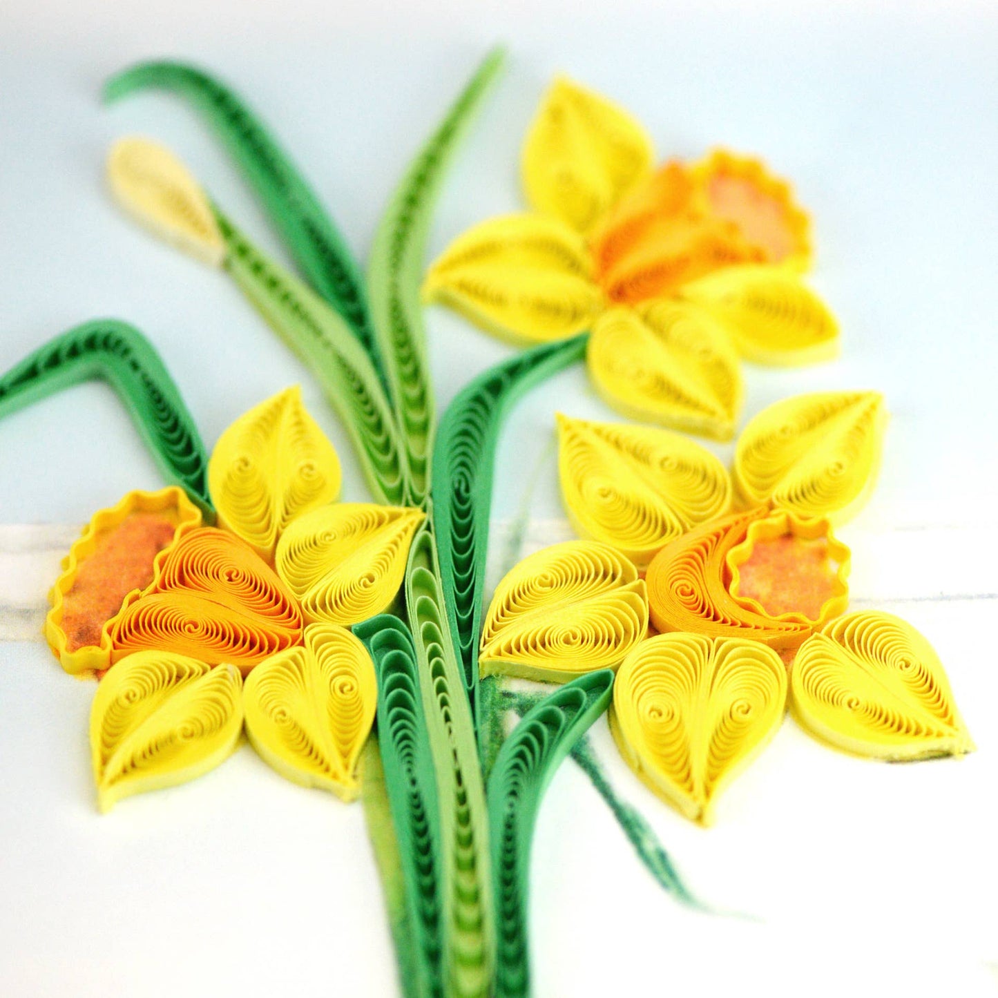 Quilled Greeting Card, "Daffodil Vase"