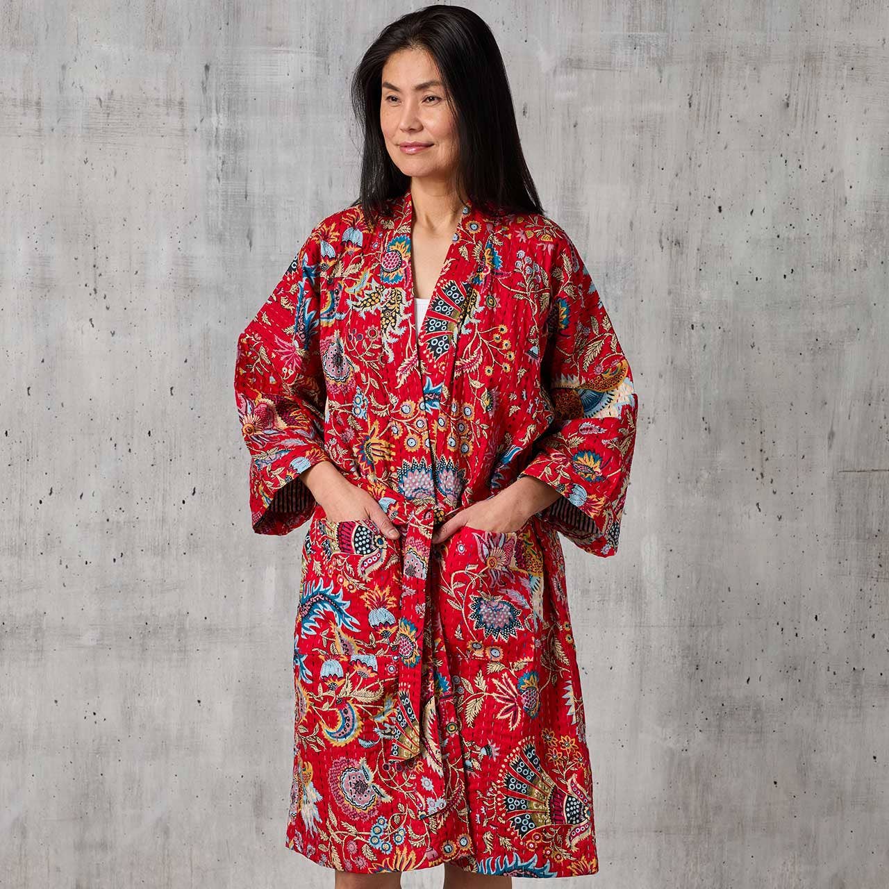 Crimson Paisley Kantha Robe