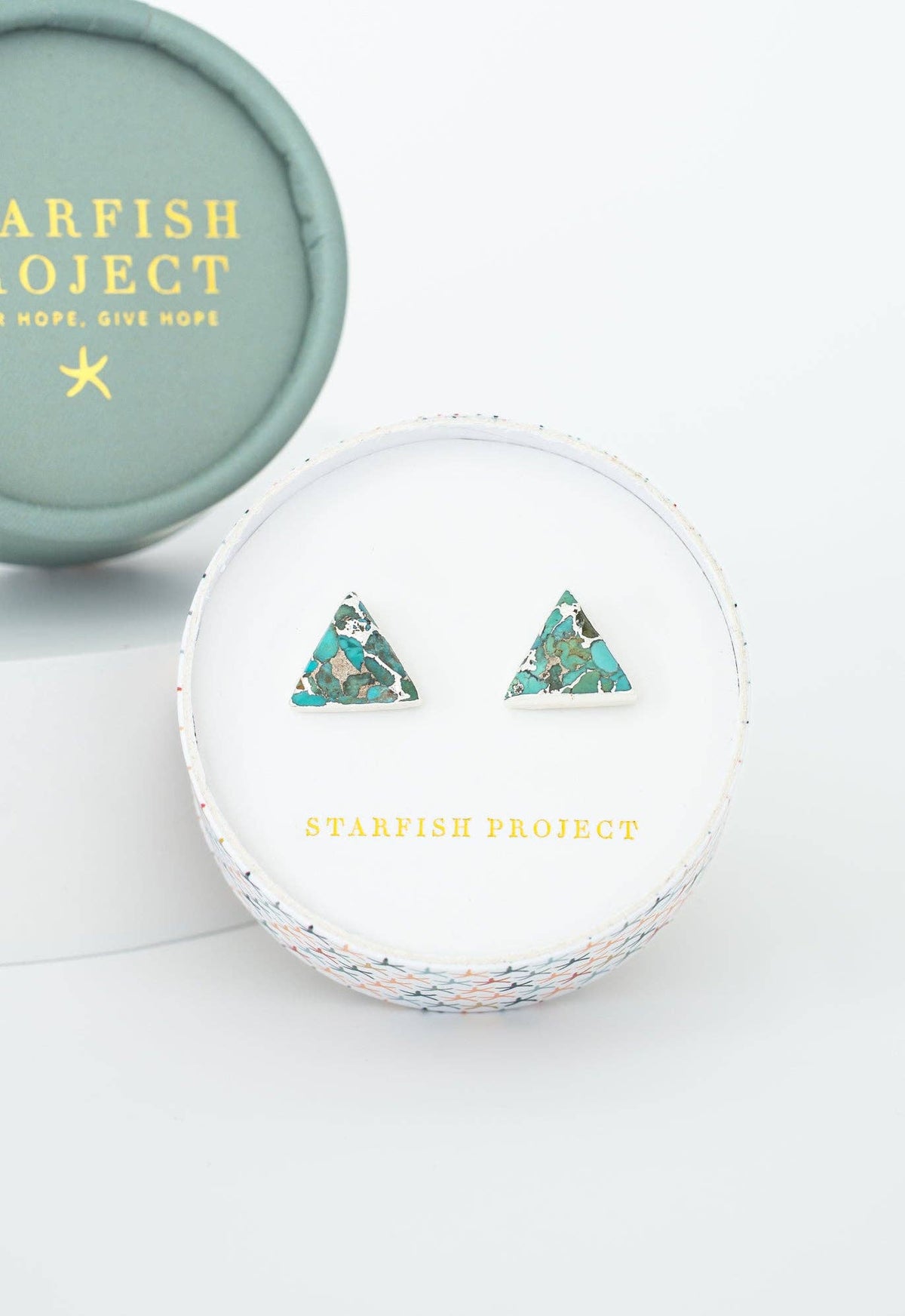 "Ellie Triangle" Turquoise Studs in Sterling Silver