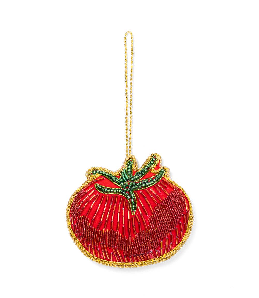 Plush Tomato Beaded Ornament