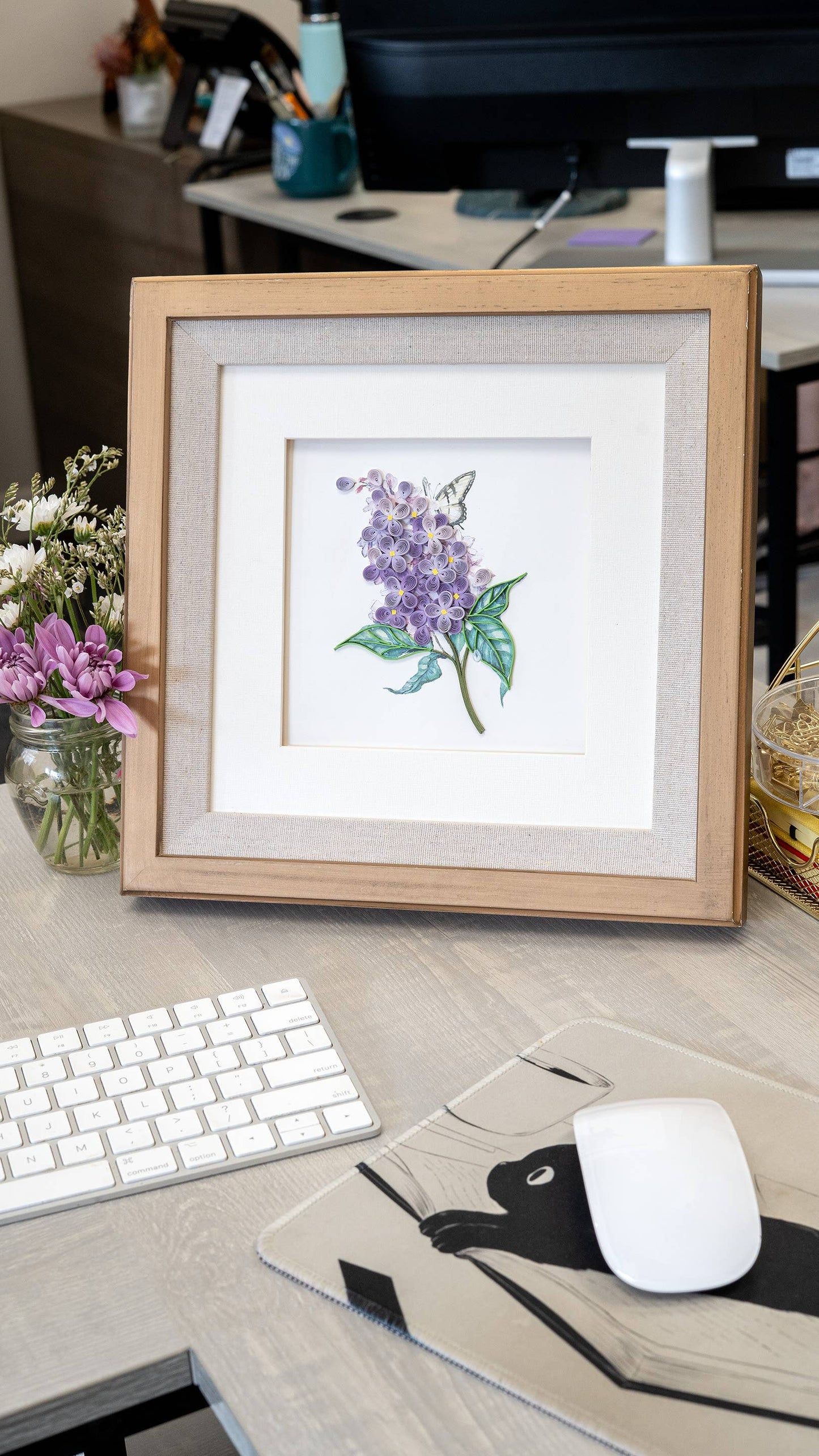 Quilled Greeting Card, "Lilac Flowers"