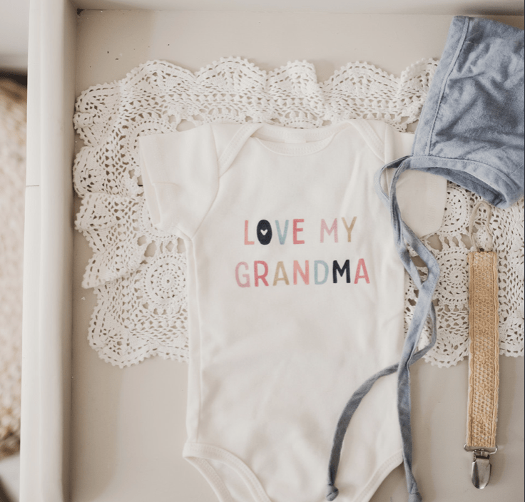 Organic Graphic Bodysuit, "Love My Grandma"