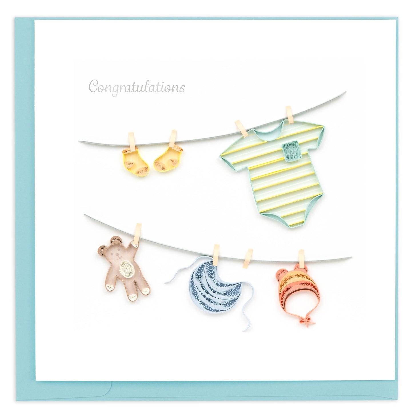 Quilled Greeting Card, "Baby Clothesline"