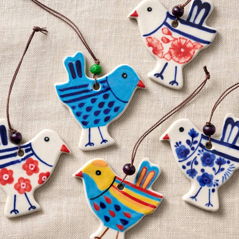 Hand Painted Ceramic Bird Ornament^