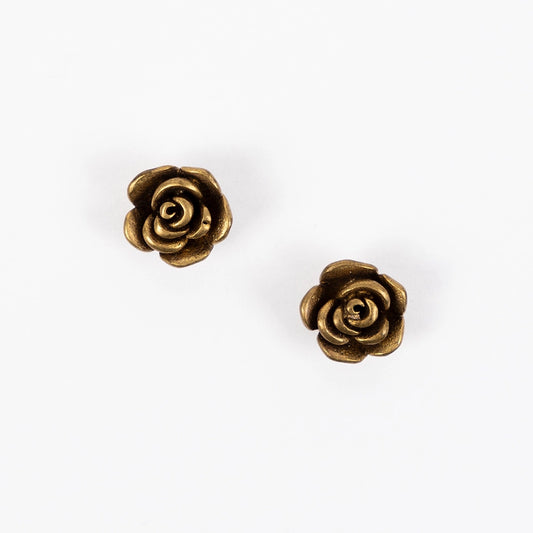 Earrings, Brass Rose Posts
