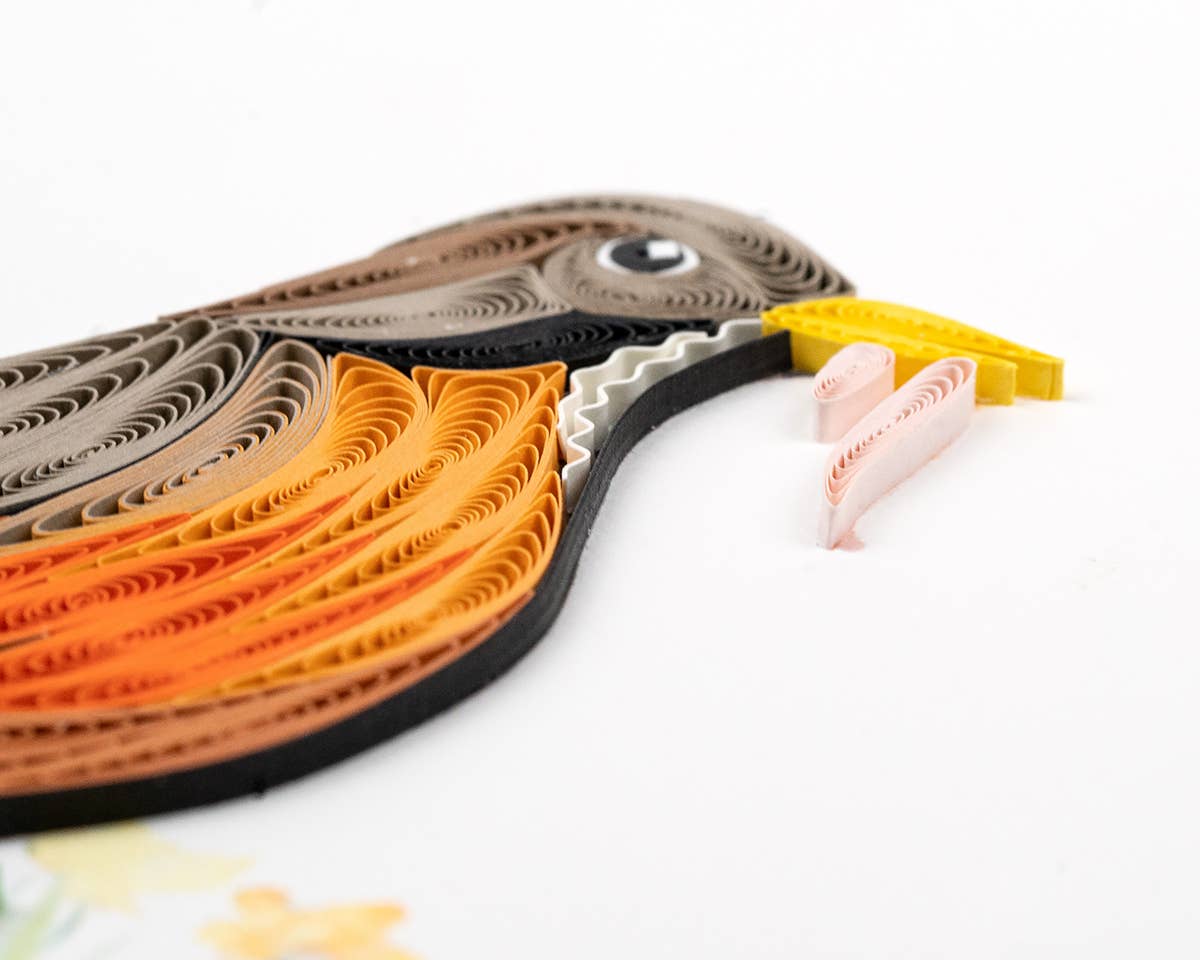 Quilled Greeting Card, "Robin with Worm"