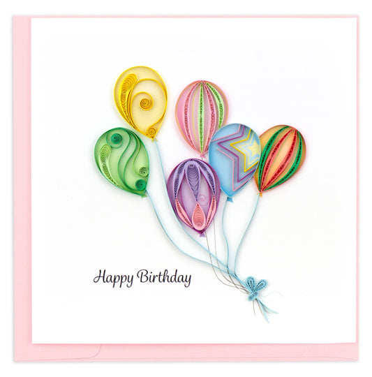 Quilled Greeting Card, "Colorful Balloon Bunch"