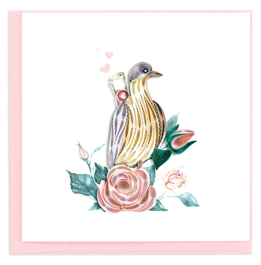 Quilled Greeting Card, "Carrier Pigeon Love Letter"