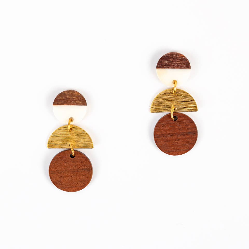 Wood Disc Stack Earrings