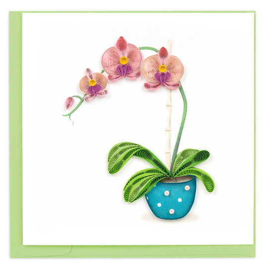 Quilled Greeting Card, "Potted Orchid"