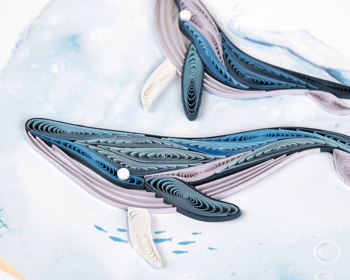 Quilled Greeting Card, "Humpback Whales"