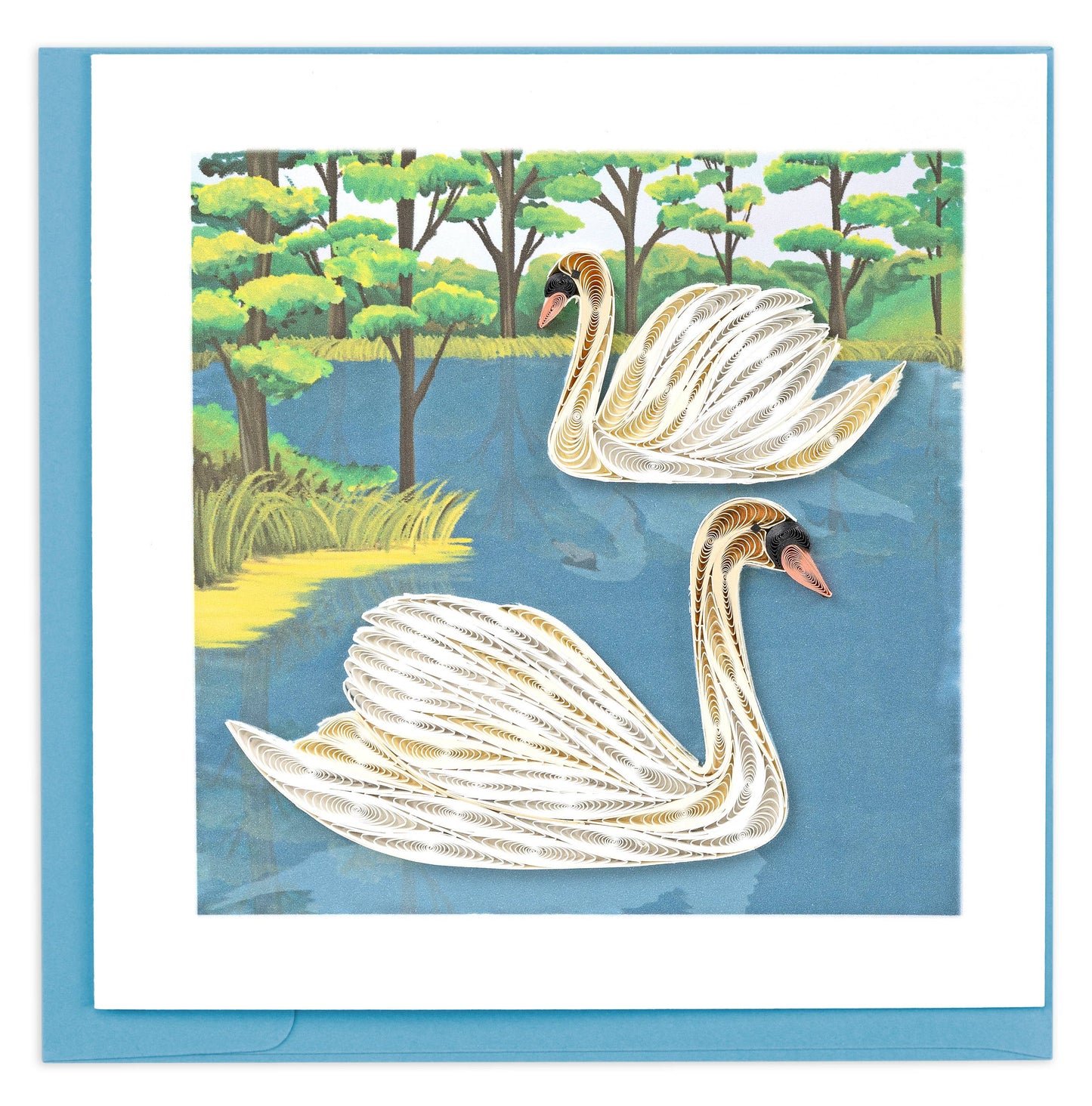 Quilled Greeting Card, "Two Swans"