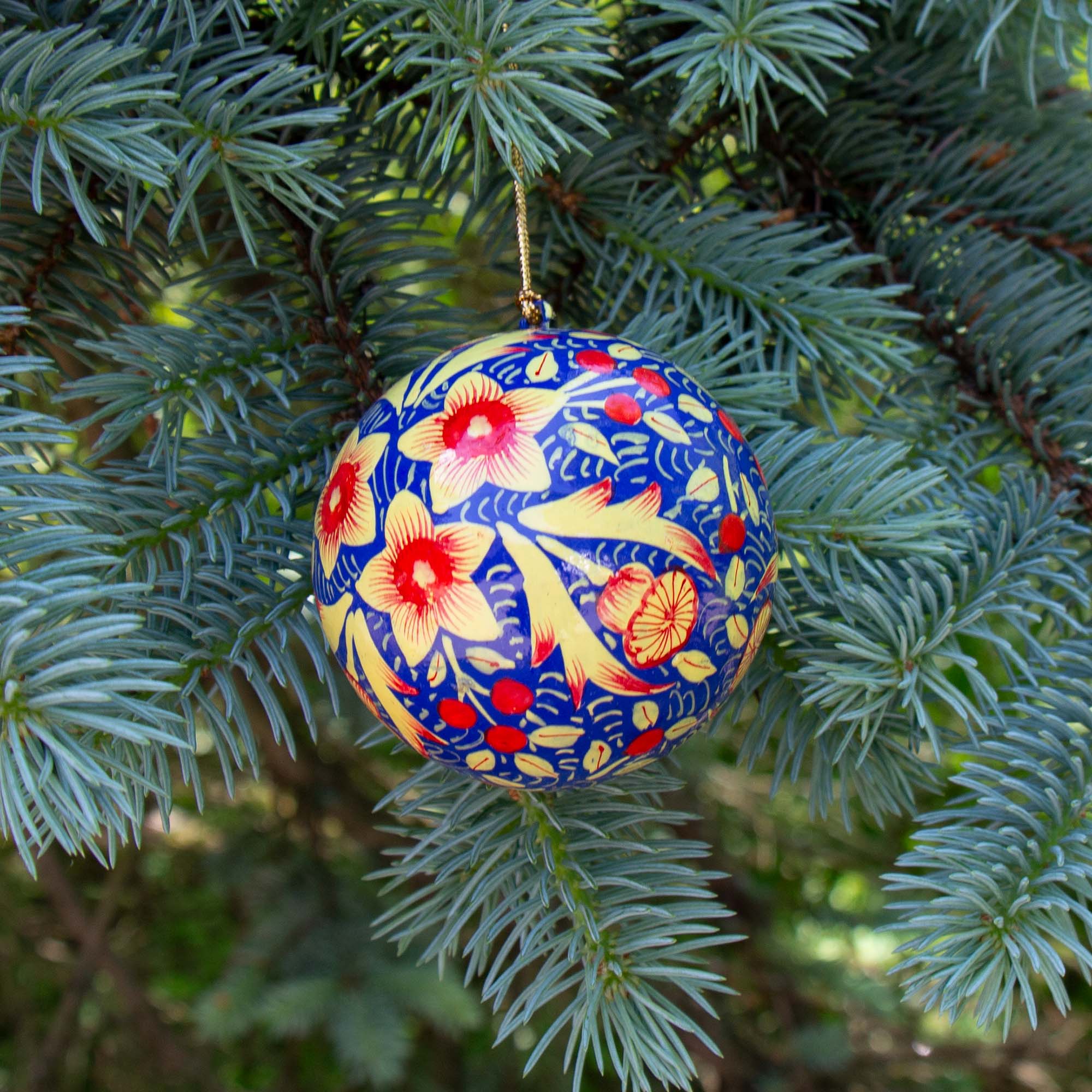 Red Poppy Flower Hand Painted Ornament