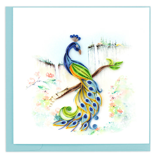 Quilled Greeting Card, "Posing Peacock"