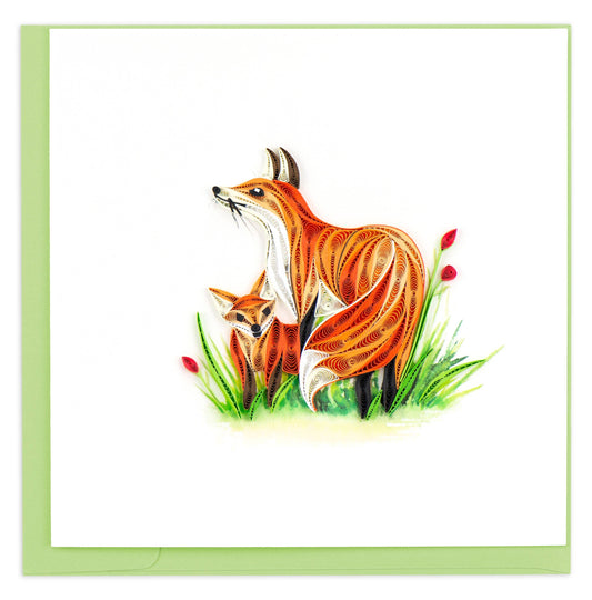 Quilled Greeting Card, "Fox and Cub"