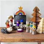 Rainbow Hand-stitched Felt Nativity Set,12 Piece Set