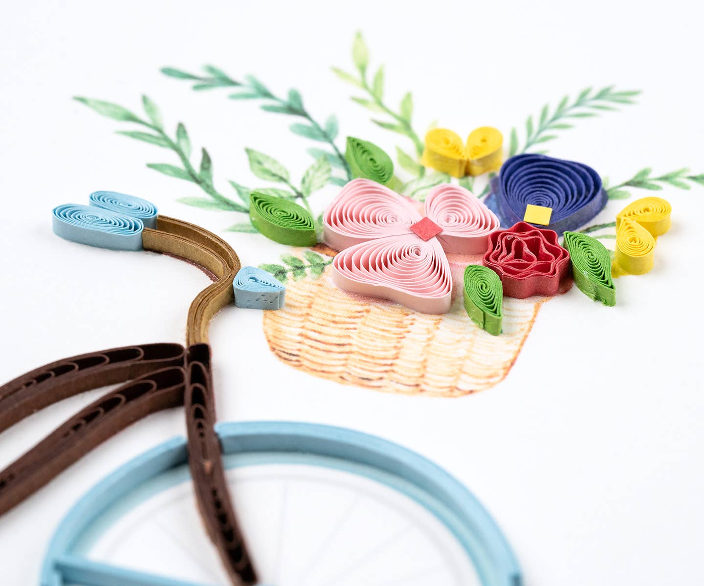 Quilled Greeting Card, "Bicycle & Flower Basket"
