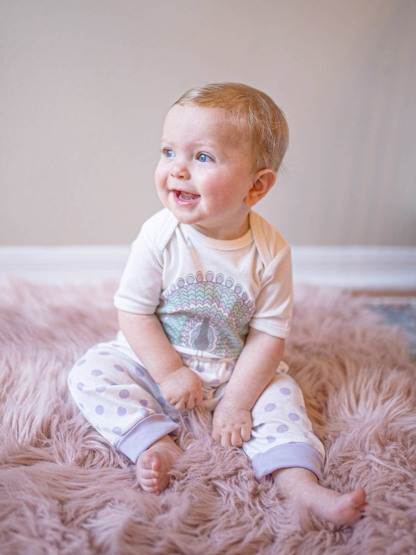 Organic Graphic Bodysuit, "Peacock"