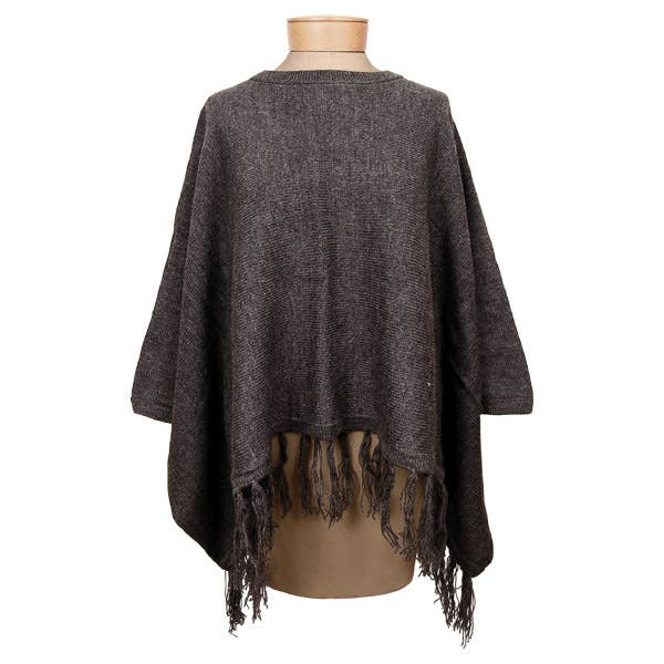 Alpaca Knit Poncho W/ Sleeves Assorted Colors^