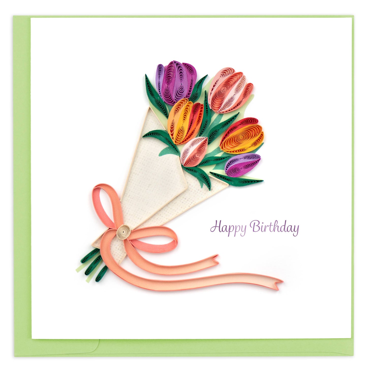 Quilled Greeting card, "Birthday Tulip Bouquet"