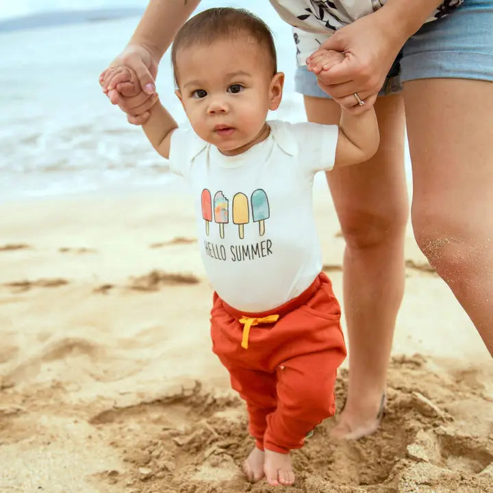 Organic Graphic Bodysuit, "Hello Summer"