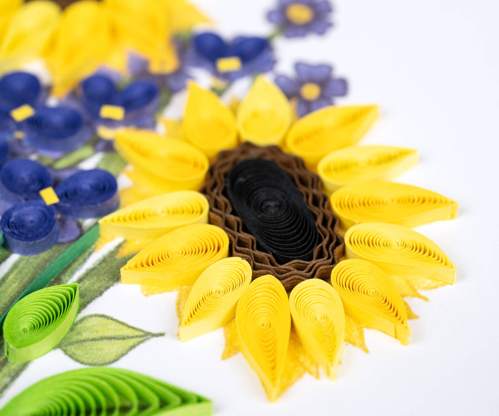 Quilled Greeting Card, "Birthday Sunflower Bouquet"