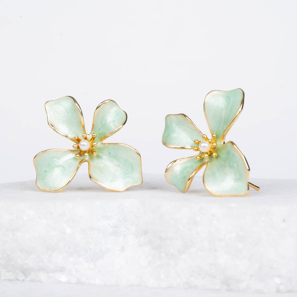 "Hope in Bloom" Flower Earrings in Mint