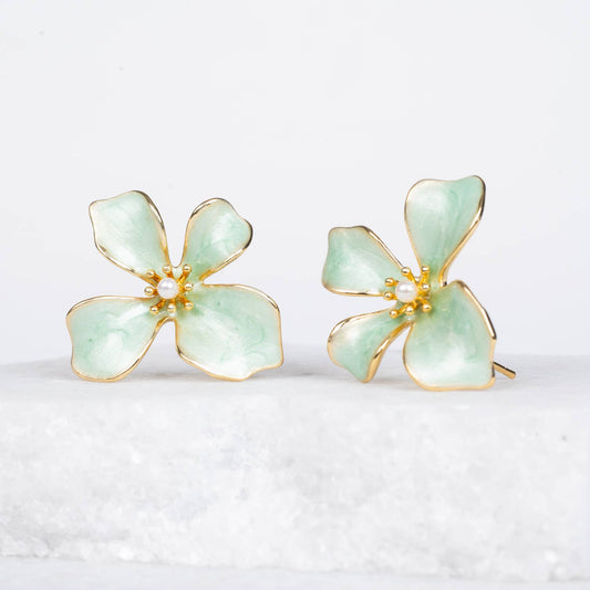 "Hope in Bloom" Flower Earrings in Mint